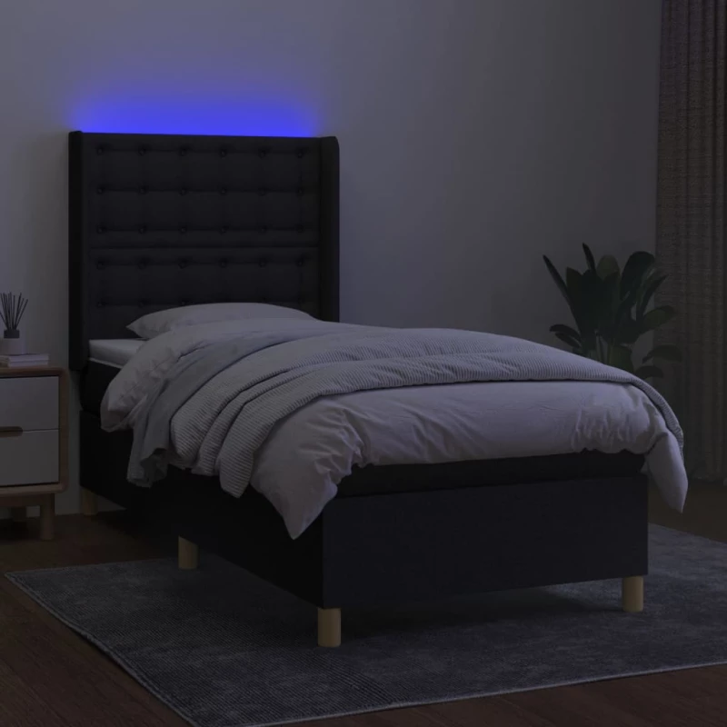 ΚΡΕΒΑΤΙ BOXSPRING ΜΕ ΣΤΡΩΜΑ & LED ΜΑΥΡΟ 100X200 ΕΚ. ΥΦΑΣΜΑΤΙΝΟ 3139175