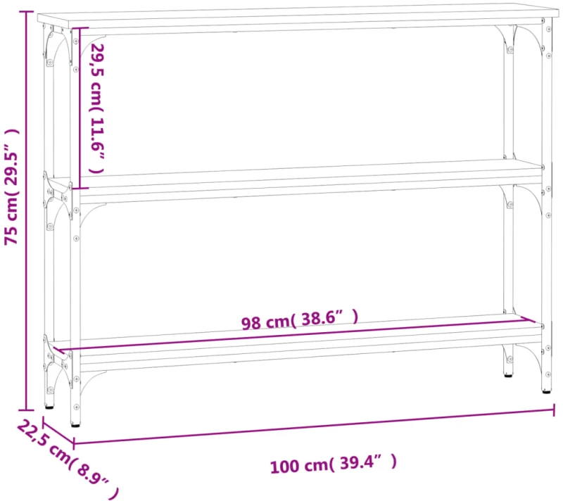 ΤΡΑΠΕΖΙ ΚΟΝΣΟΛΑ ΓΚΡΙ SONOMA 100X22,5X75 ΕΚ. ΕΠΕΞΕΡΓΑΣΜΕΝΟ ΞΥΛΟ 834028