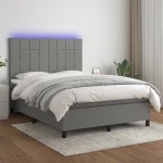 ΚΡΕΒΑΤΙ BOXSPRING ΜΕ ΣΤΡΩΜΑ & LED ΣΚ.ΓΚΡΙ 140X200 ΕΚ ΥΦΑΣΜΑΤΙΝΟ 3134878
