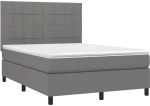 ΚΡΕΒΑΤΙ BOXSPRING ΜΕ ΣΤΡΩΜΑ & LED ΣΚ.ΓΚΡΙ 140X200 ΕΚ ΥΦΑΣΜΑΤΙΝΟ 3134878