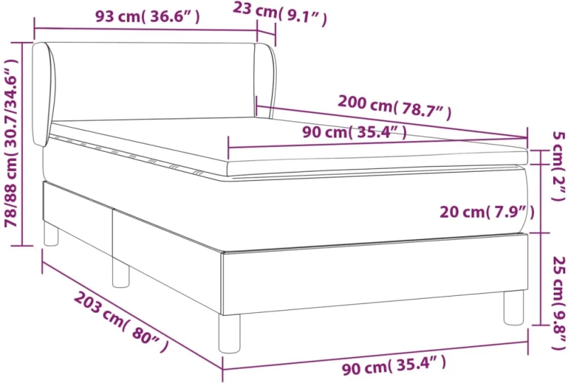 ΚΡΕΒΑΤΙ BOXSPRING ΜΕ ΣΤΡΩΜΑ ΣΚΟΥΡΟ ΓΚΡΙ 90X200 ΕΚ. ΥΦΑΣΜΑΤΙΝΟ 3126054