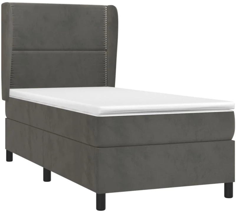 ΚΡΕΒΑΤΙ BOXSPRING ΜΕ ΣΤΡΩΜΑ ΣΚΟΥΡΟ ΓΚΡΙ 90X190 ΕΚ. ΒΕΛΟΥΔΙΝΟ 3129124