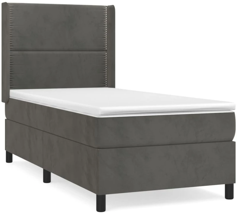 ΚΡΕΒΑΤΙ BOXSPRING ΜΕ ΣΤΡΩΜΑ ΣΚΟΥΡΟ ΓΚΡΙ 90X190 ΕΚ. ΒΕΛΟΥΔΙΝΟ 3132592