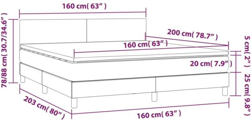 ΚΡΕΒΑΤΙ BOXSPRING ΜΕ ΣΤΡΩΜΑ & LED ΜΑΥΡΟ 160X200 ΕΚ. ΥΦΑΣΜΑΤΙΝΟ 3133007