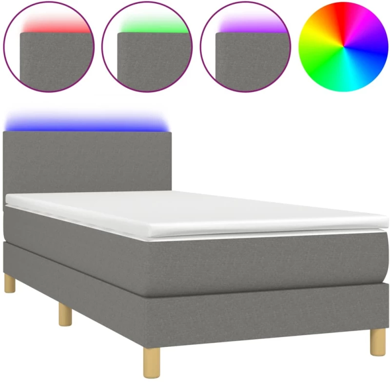ΚΡΕΒΑΤΙ BOXSPRING ΜΕ ΣΤΡΩΜΑ & LED ΣΚ.ΓΚΡΙ 90X190 ΕΚ. ΥΦΑΣΜΑΤΙΝΟ 3133518