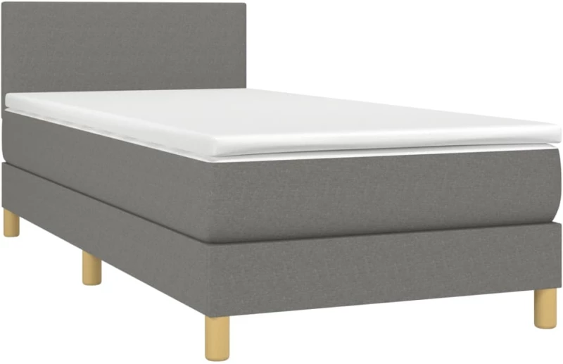 ΚΡΕΒΑΤΙ BOXSPRING ΜΕ ΣΤΡΩΜΑ & LED ΣΚ.ΓΚΡΙ 90X190 ΕΚ. ΥΦΑΣΜΑΤΙΝΟ 3133518