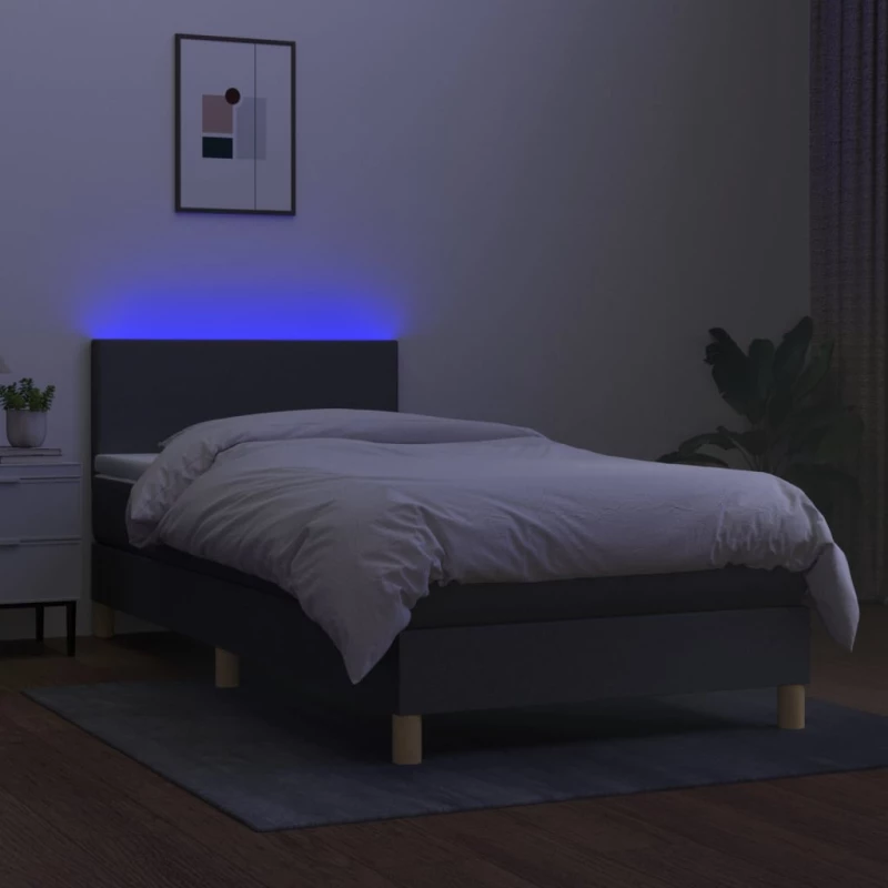 ΚΡΕΒΑΤΙ BOXSPRING ΜΕ ΣΤΡΩΜΑ & LED ΣΚ.ΓΚΡΙ 90X190 ΕΚ. ΥΦΑΣΜΑΤΙΝΟ 3133518