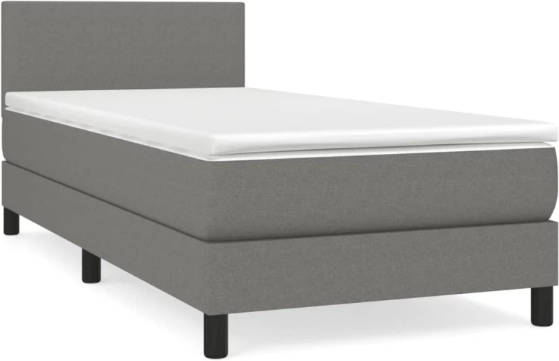 ΚΡΕΒΑΤΙ BOXSPRING ΜΕ ΣΤΡΩΜΑ ΣΚΟΥΡΟ ΓΚΡΙ 90X190 ΕΚ. ΥΦΑΣΜΑΤΙΝΟ 3139858
