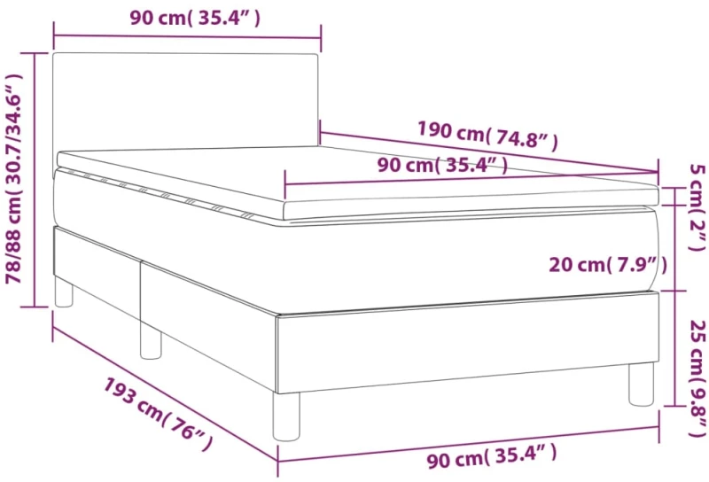ΚΡΕΒΑΤΙ BOXSPRING ΜΕ ΣΤΡΩΜΑ ΣΚΟΥΡΟ ΓΚΡΙ 90X190 ΕΚ. ΥΦΑΣΜΑΤΙΝΟ 3139858
