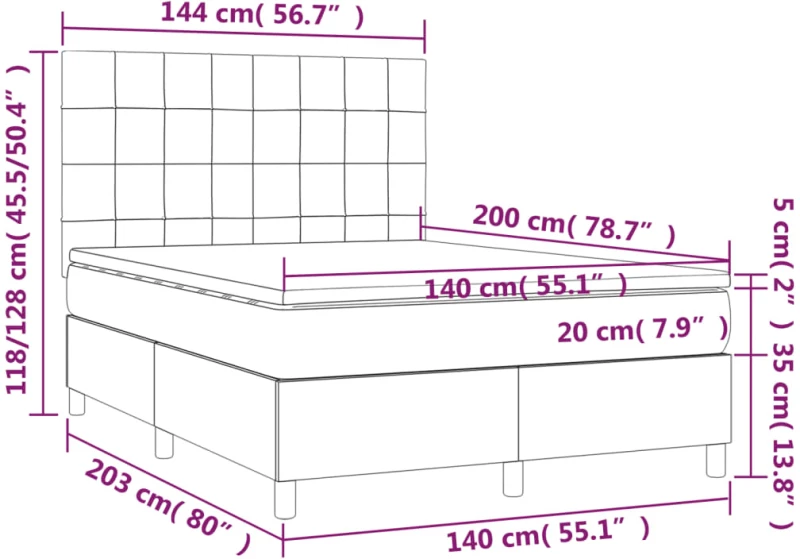 ΚΡΕΒΑΤΙ BOXSPRING ΜΕ ΣΤΡΩΜΑ ΑΝΟΙΧΤΟ ΓΚΡΙ 140X200 ΕΚ. ΥΦΑΣΜΑΤΙΝΟ 3142337