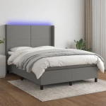 ΚΡΕΒΑΤΙ BOXSPRING ΜΕ ΣΤΡΩΜΑ & LED ΣΚ.ΓΚΡΙ 140X190ΕΚ. ΥΦΑΣΜΑΤΙΝΟ 3138150