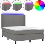 ΚΡΕΒΑΤΙ BOXSPRING ΜΕ ΣΤΡΩΜΑ & LED ΣΚ.ΓΚΡΙ 140X190ΕΚ. ΥΦΑΣΜΑΤΙΝΟ 3138150
