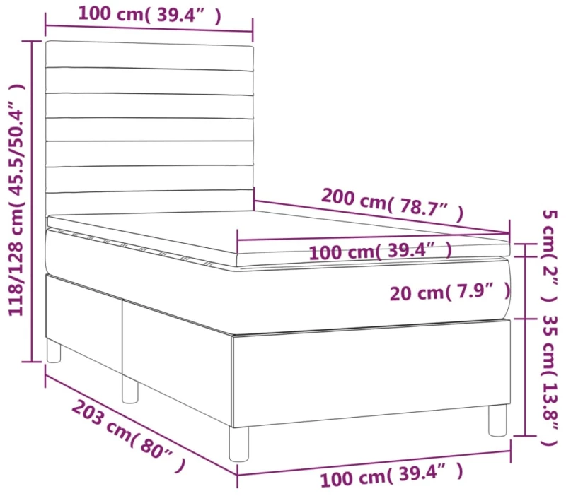 ΚΡΕΒΑΤΙ BOXSPRING ΜΕ ΣΤΡΩΜΑ & LED ΑΝ.ΓΚΡΙ 100X200 ΕΚ. ΒΕΛΟΥΔΙΝΟ 3136167
