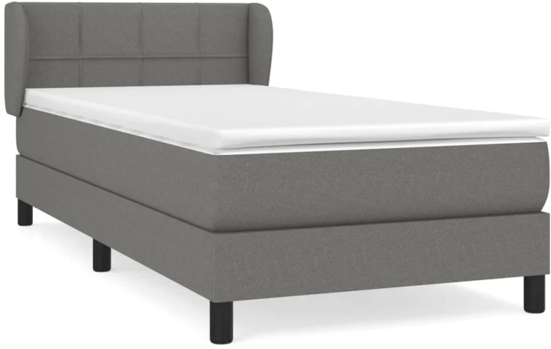ΚΡΕΒΑΤΙ BOXSPRING ΜΕ ΣΤΡΩΜΑ ΣΚΟΥΡΟ ΓΚΡΙ 90X190 ΕΚ. ΥΦΑΣΜΑΤΙΝΟ 3126206