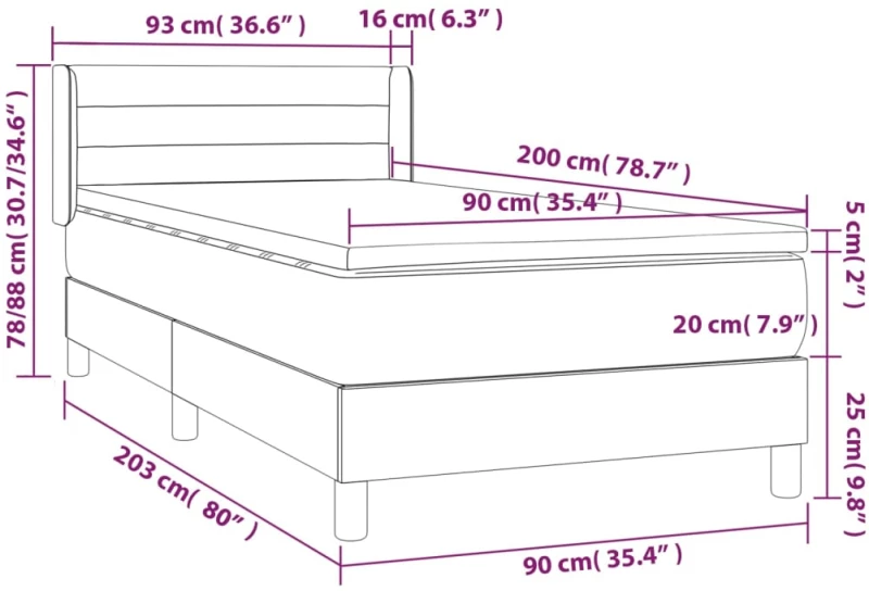 ΚΡΕΒΑΤΙ BOXSPRING ΜΕ ΣΤΡΩΜΑ ΑΝΟΙΧΤΟ ΓΚΡΙ 90X200 ΕΚ. ΥΦΑΣΜΑΤΙΝΟ 3129761