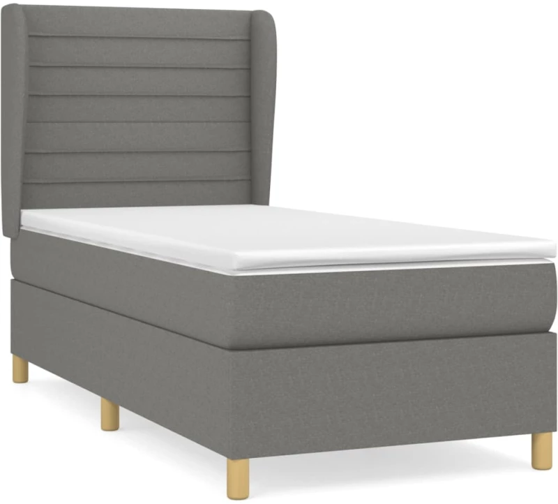ΚΡΕΒΑΤΙ BOXSPRING ΜΕ ΣΤΡΩΜΑ ΣΚΟΥΡΟ ΓΚΡΙ 100X200 ΕΚ. ΥΦΑΣΜΑΤΙΝΟ 3128582