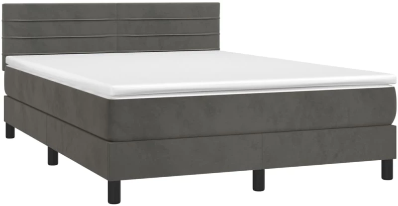 ΚΡΕΒΑΤΙ BOXSPRING ΜΕ ΣΤΡΩΜΑ & LED ΣΚ. ΓΚΡΙ 140X200ΕΚ. ΒΕΛΟΥΔΙΝΟ 3134466