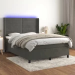 ΚΡΕΒΑΤΙ BOXSPRING ΜΕ ΣΤΡΩΜΑ & LED ΣΚ. ΓΚΡΙ 140X200ΕΚ. ΒΕΛΟΥΔΙΝΟ 3139626