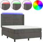 ΚΡΕΒΑΤΙ BOXSPRING ΜΕ ΣΤΡΩΜΑ & LED ΣΚ. ΓΚΡΙ 140X200ΕΚ. ΒΕΛΟΥΔΙΝΟ 3139626
