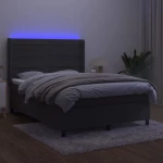 ΚΡΕΒΑΤΙ BOXSPRING ΜΕ ΣΤΡΩΜΑ & LED ΣΚ. ΓΚΡΙ 140X200ΕΚ. ΒΕΛΟΥΔΙΝΟ 3139626