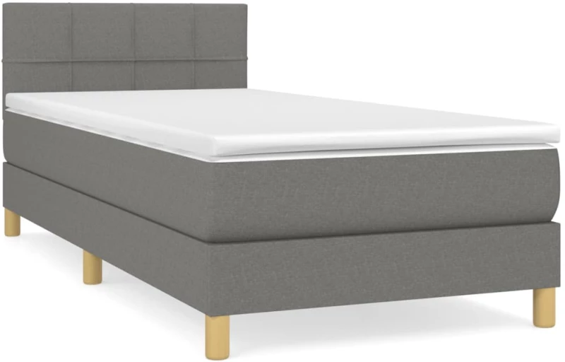 ΚΡΕΒΑΤΙ BOXSPRING ΜΕ ΣΤΡΩΜΑ ΣΚΟΥΡΟ ΓΚΡΙ 100X200 ΕΚ. ΥΦΑΣΜΑΤΙΝΟ 3140594
