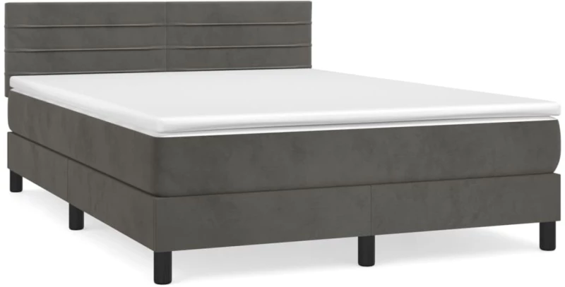ΚΡΕΒΑΤΙ BOXSPRING ΜΕ ΣΤΡΩΜΑ ΣΚΟΥΡΟ ΓΚΡΙ 140X200 ΕΚ. ΒΕΛΟΥΔΙΝΟ 3141366