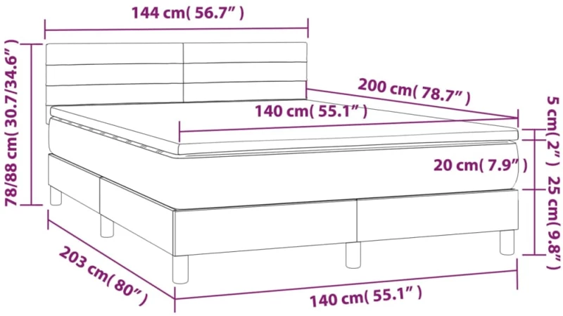 ΚΡΕΒΑΤΙ BOXSPRING ΜΕ ΣΤΡΩΜΑ ΣΚΟΥΡΟ ΓΚΡΙ 140X200 ΕΚ. ΒΕΛΟΥΔΙΝΟ 3141366