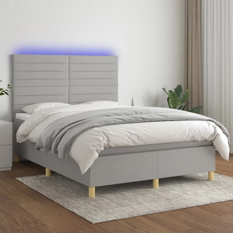 ΚΡΕΒΑΤΙ BOXSPRING ΜΕ ΣΤΡΩΜΑ & LED ΑΝ.ΓΚΡΙ 140X190ΕΚ. ΥΦΑΣΜΑΤΙΝΟ 3135509