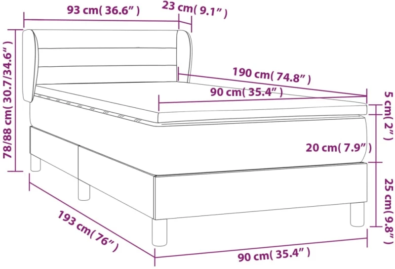 ΚΡΕΒΑΤΙ BOXSPRING ΜΕ ΣΤΡΩΜΑ ΑΝΟΙΧΤΟ ΓΚΡΙ 90X190 ΕΚ. ΥΦΑΣΜΑΤΙΝΟ 3126285