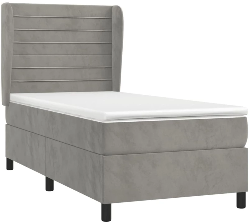 ΚΡΕΒΑΤΙ BOXSPRING ΜΕ ΣΤΡΩΜΑ ΑΝΟΙΧΤΟ ΓΚΡΙ 90X190 ΕΚ. ΒΕΛΟΥΔΙΝΟ 3129243