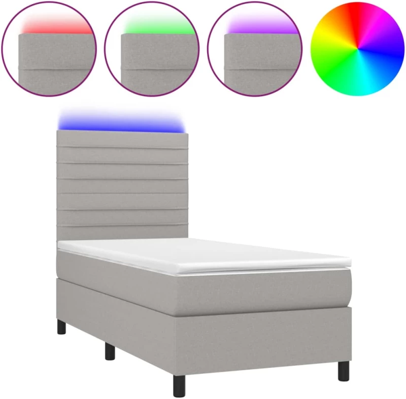 ΚΡΕΒΑΤΙ BOXSPRING ΜΕ ΣΤΡΩΜΑ & LED ΑΝ.ΓΚΡΙ 90X200 ΕΚ. ΥΦΑΣΜΑΤΙΝΟ 3134925