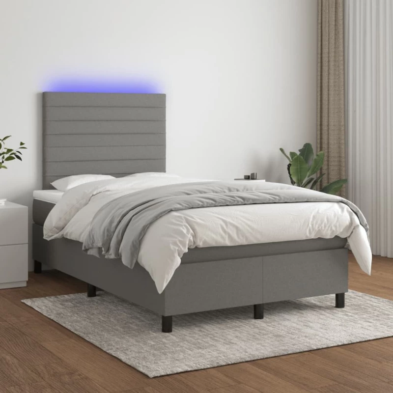 ΚΡΕΒΑΤΙ BOXSPRING ΜΕ ΣΤΡΩΜΑ & LED ΣΚ.ΓΚΡΙ 120X200 ΕΚ ΥΦΑΣΜΑΤΙΝΟ 3134942