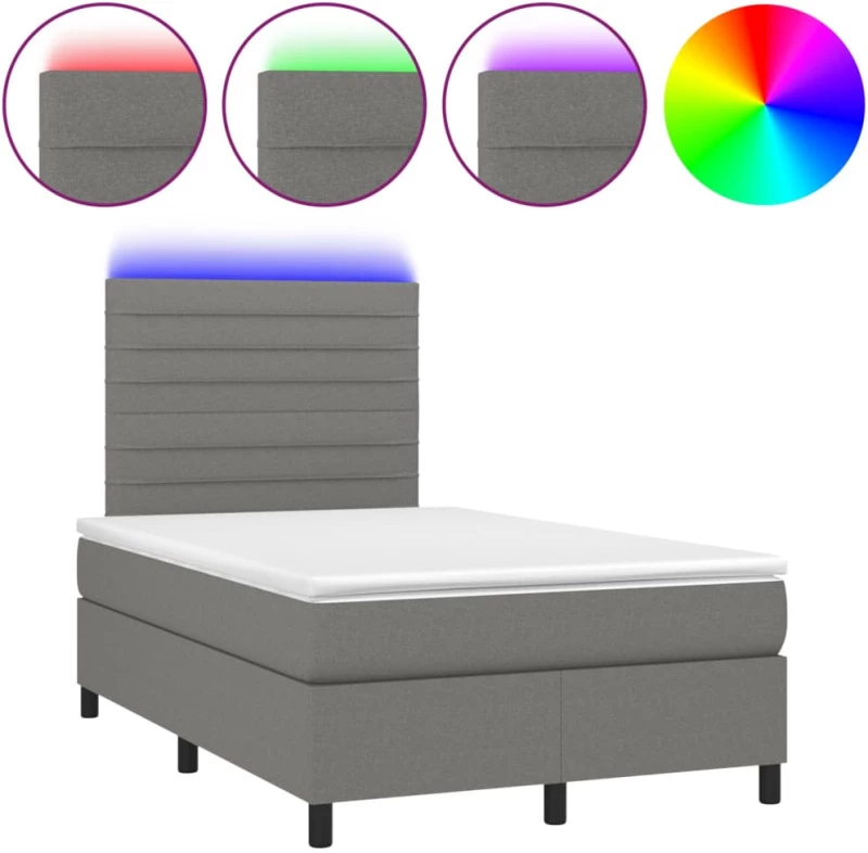 ΚΡΕΒΑΤΙ BOXSPRING ΜΕ ΣΤΡΩΜΑ & LED ΣΚ.ΓΚΡΙ 120X200 ΕΚ ΥΦΑΣΜΑΤΙΝΟ 3134942