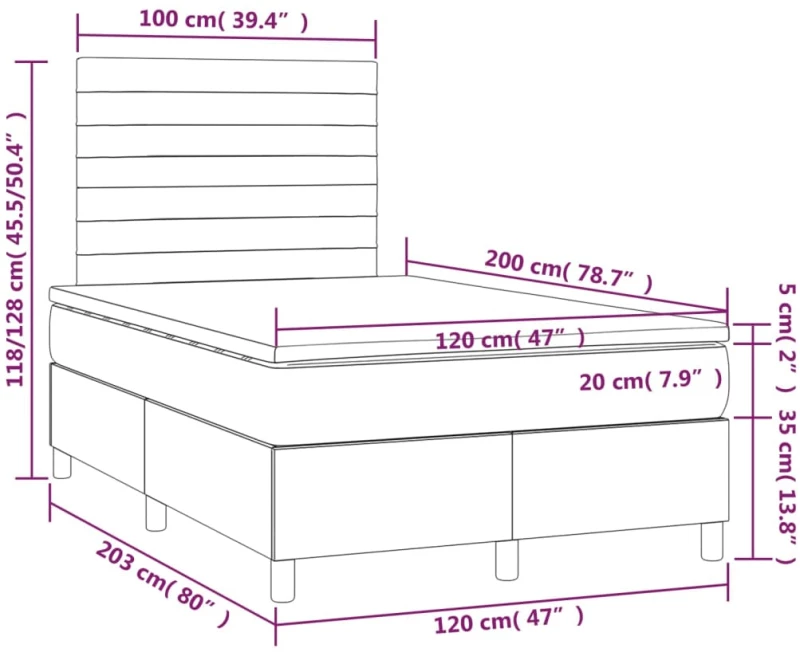 ΚΡΕΒΑΤΙ BOXSPRING ΜΕ ΣΤΡΩΜΑ & LED ΣΚ.ΓΚΡΙ 120X200 ΕΚ ΥΦΑΣΜΑΤΙΝΟ 3134942