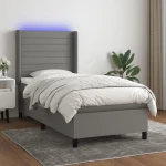 ΚΡΕΒΑΤΙ BOXSPRING ΜΕ ΣΤΡΩΜΑ & LED ΣΚ.ΓΚΡΙ 100X200 ΕΚ ΥΦΑΣΜΑΤΙΝΟ 3138374