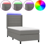ΚΡΕΒΑΤΙ BOXSPRING ΜΕ ΣΤΡΩΜΑ & LED ΣΚ.ΓΚΡΙ 100X200 ΕΚ ΥΦΑΣΜΑΤΙΝΟ 3138374