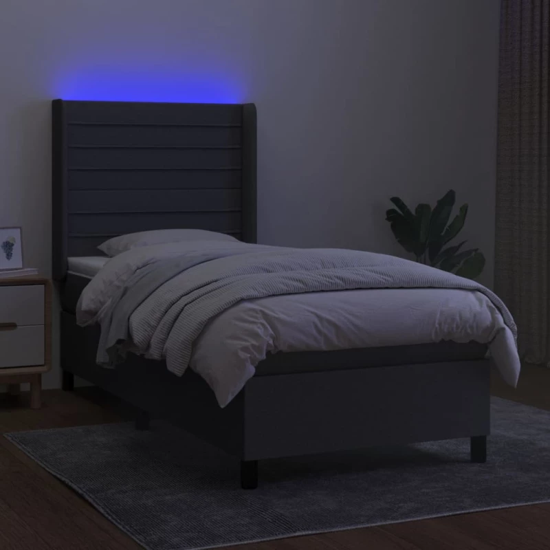 ΚΡΕΒΑΤΙ BOXSPRING ΜΕ ΣΤΡΩΜΑ & LED ΣΚ.ΓΚΡΙ 100X200 ΕΚ ΥΦΑΣΜΑΤΙΝΟ 3138374