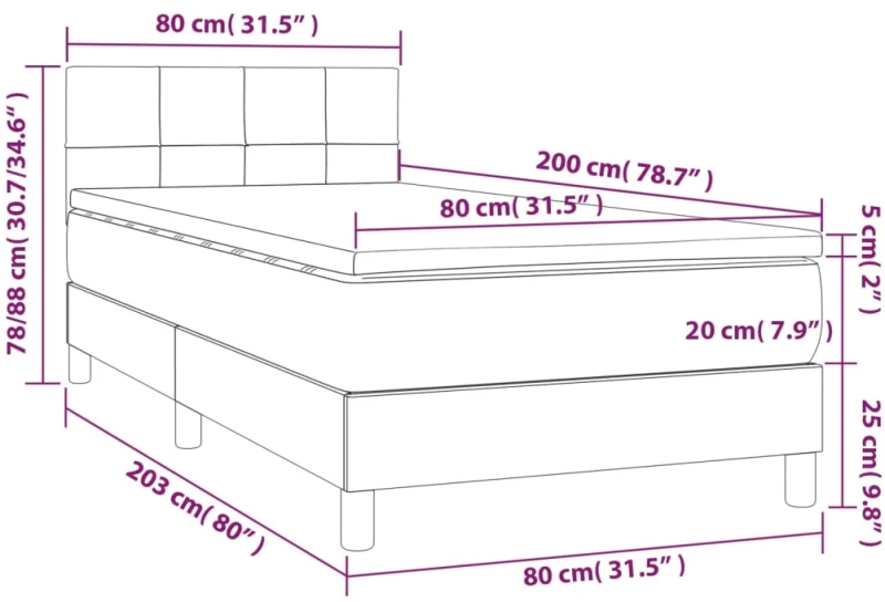 ΚΡΕΒΑΤΙ BOXSPRING ΜΕ ΣΤΡΩΜΑ ΣΚΟΥΡΟ ΓΚΡΙ 80X200 ΕΚ. ΥΦΑΣΜΑΤΙΝΟ 3140570