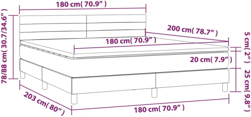 ΚΡΕΒΑΤΙ BOXSPRING ΜΕ ΣΤΡΩΜΑ ΑΝΟΙΧΤΟ ΓΚΡΙ 180X200 ΕΚ. ΥΦΑΣΜΑΤΙΝΟ 3140713