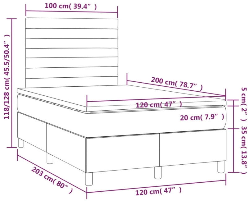 ΚΡΕΒΑΤΙ BOXSPRING ΜΕ ΣΤΡΩΜΑ ΣΚΟΥΡΟ ΓΚΡΙ 120X200 ΕΚ. ΥΦΑΣΜΑΤΙΝΟ 3141842