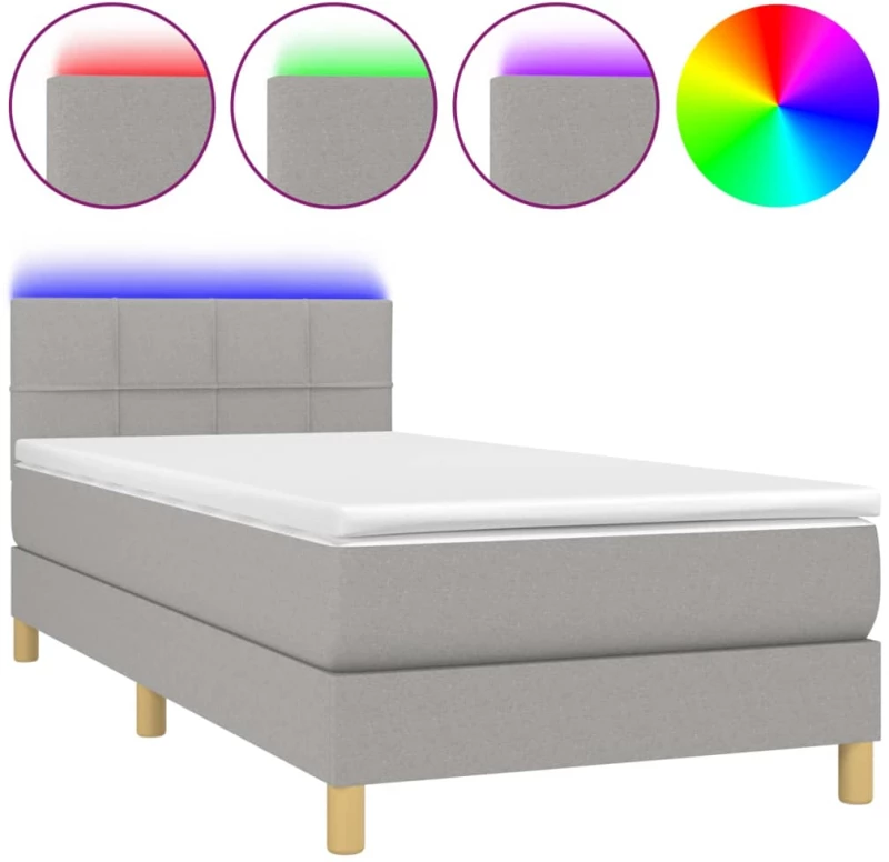 ΚΡΕΒΑΤΙ BOXSPRING ΜΕ ΣΤΡΩΜΑ & LED ΑΝ.ΓΚΡΙ 90X190 ΕΚ. ΥΦΑΣΜΑΤΙΝΟ 3133677