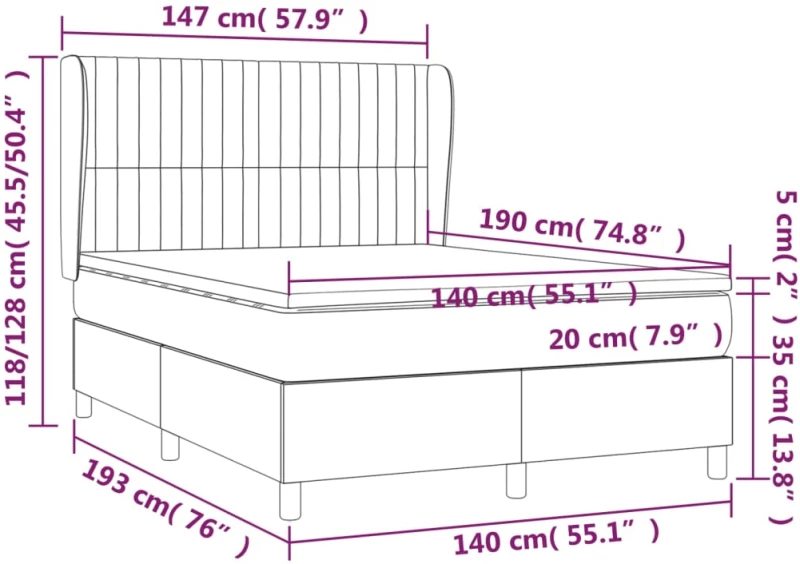 ΚΡΕΒΑΤΙ BOXSPRING ΜΕ ΣΤΡΩΜΑ ΑΝΟΙΧΤΟ ΓΚΡΙ 140X190 ΕΚ. ΥΦΑΣΜΑΤΙΝΟ 3128117