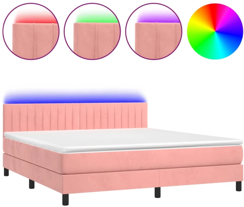 ΚΡΕΒΑΤΙ BOXSPRING ΜΕ ΣΤΡΩΜΑ & LED ΡΟΖ 180X200 ΕΚ. ΒΕΛΟΥΔΙΝΟ 3134542
