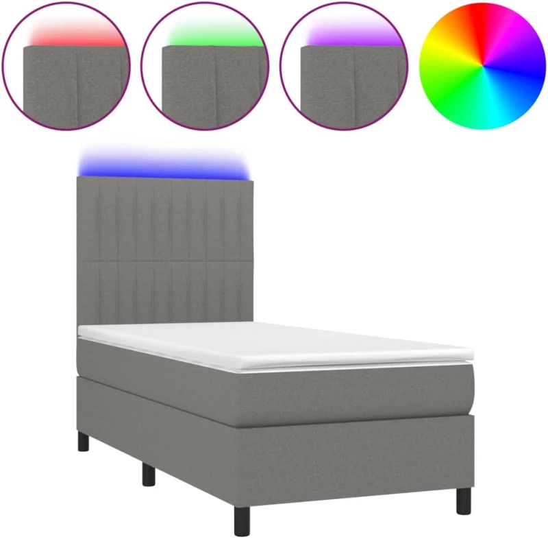 ΚΡΕΒΑΤΙ BOXSPRING ΜΕ ΣΤΡΩΜΑ & LED ΣΚ.ΓΚΡΙ 100X200 ΕΚ ΥΦΑΣΜΑΤΙΝΟ 3135014