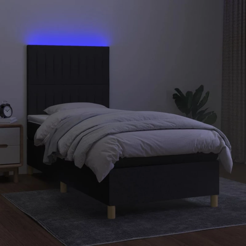 ΚΡΕΒΑΤΙ BOXSPRING ΜΕ ΣΤΡΩΜΑ & LED ΜΑΥΡΟ 80X200 ΕΚ. ΥΦΑΣΜΑΤΙΝΟ 3135551