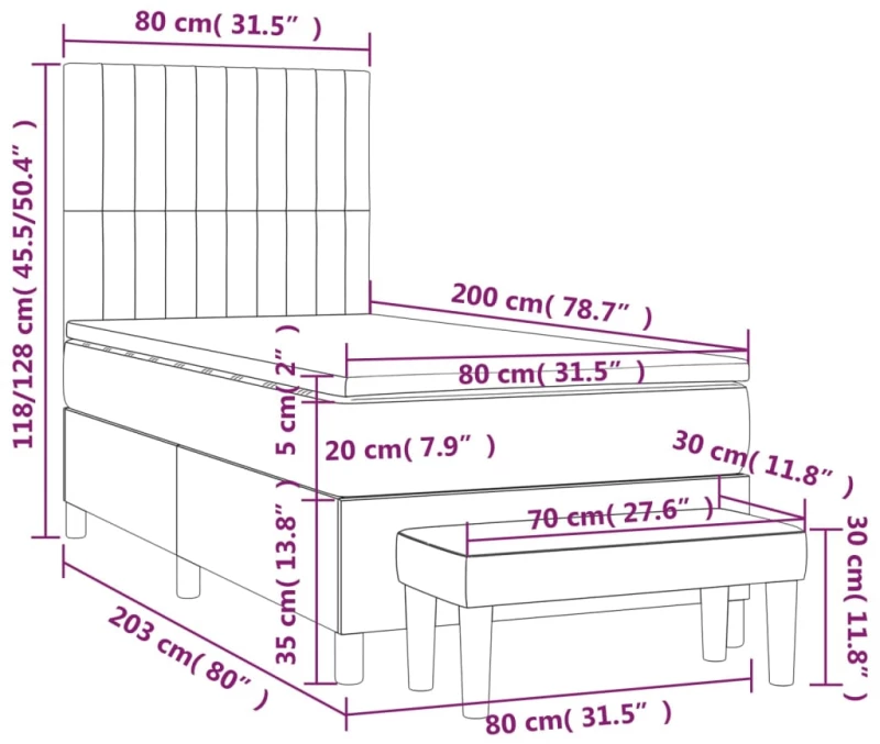 ΚΡΕΒΑΤΙ BOXSPRING ΜΕ ΣΤΡΩΜΑ ΑΝΟΙΧΤΟ ΓΚΡΙ 80X200 ΕΚ. ΥΦΑΣΜΑΤΙΝΟ 3137269