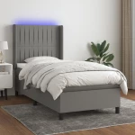 ΚΡΕΒΑΤΙ BOXSPRING ΜΕ ΣΤΡΩΜΑ & LED ΣΚ.ΓΚΡΙ 80X200 ΕΚ. ΥΦΑΣΜΑΤΙΝΟ 3138430