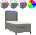 ΚΡΕΒΑΤΙ BOXSPRING ΜΕ ΣΤΡΩΜΑ & LED ΣΚ.ΓΚΡΙ 80X200 ΕΚ. ΥΦΑΣΜΑΤΙΝΟ 3138430