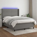 ΚΡΕΒΑΤΙ BOXSPRING ΜΕ ΣΤΡΩΜΑ & LED ΣΚ.ΓΚΡΙ 140X200 ΕΚ ΥΦΑΣΜΑΤΙΝΟ 3138478