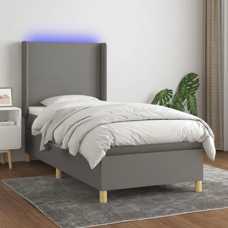 ΚΡΕΒΑΤΙ BOXSPRING ΜΕ ΣΤΡΩΜΑ & LED ΣΚ.ΓΚΡΙ 80X200 ΕΚ. ΥΦΑΣΜΑΤΙΝΟ 3138670